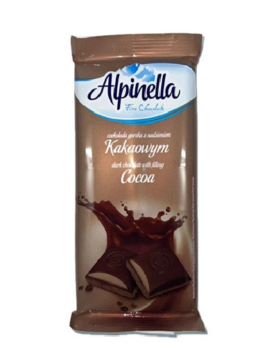 Шоколад Чорний Alpinella Dark Chocolate with filling Cocoa Альпінелла з Какао - Начинкою 100 г Польща (19 шт/1 уп), фото 1