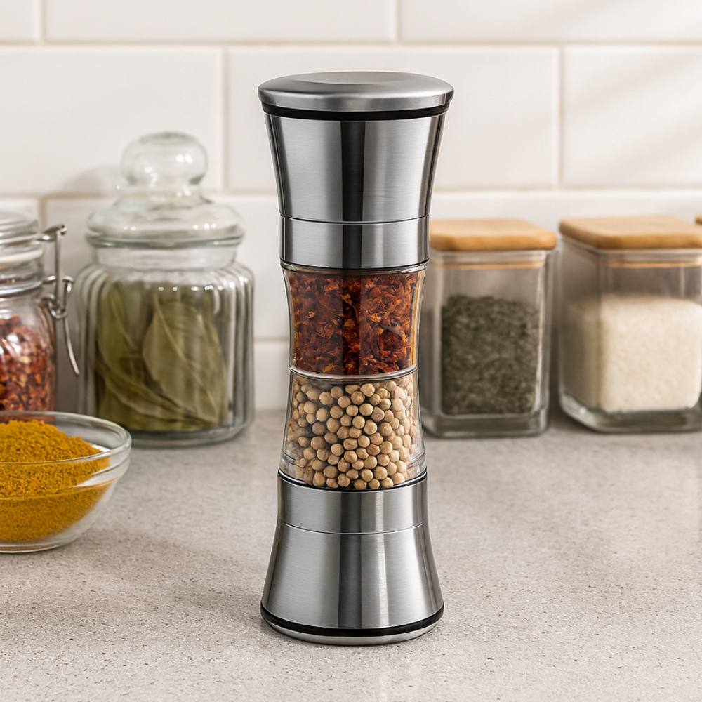 Млин для спецій 2в1, механічний, Duo Grinder / Двосторонній млин для перцю і солі / Подрібнювач спецій, фото 1