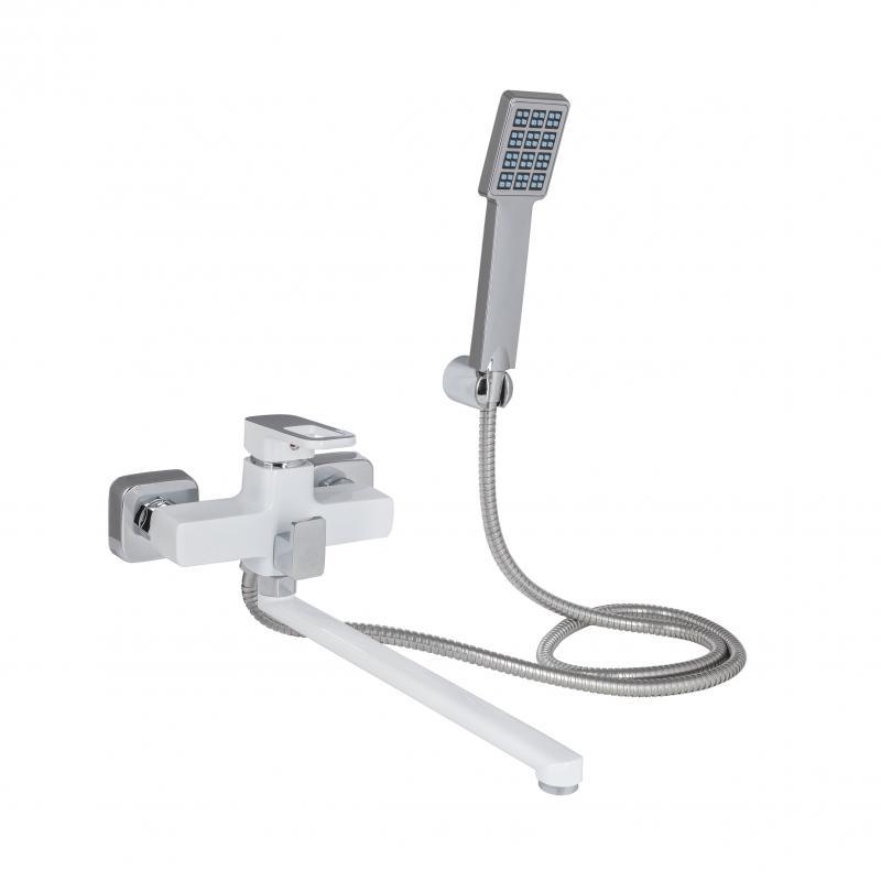 Змішувач для ванни Lidz Wawel 005 з поворотним виливом (з душовим гарнітуром) (k35) LDWAW005WHI45399 White, фото 1