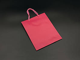 Еко Пакет з ручками під логотип подарункові Колір рожевий. 18х23х8см