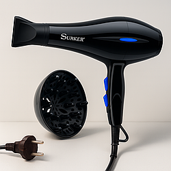 Фен для волосся 3500 Вт, 2 швидкості + 2 насадки, SK-3209 / Сушка для волосся / Фен з дифузором / Фен для укладання волосся
