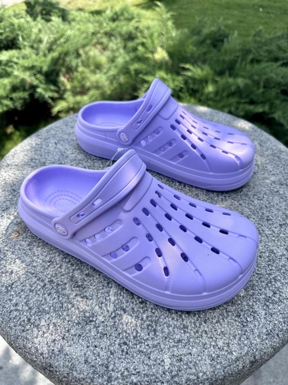 Жіночі крокси сабо літні бузкові гумові для пляжу та відпочинку, фото 1