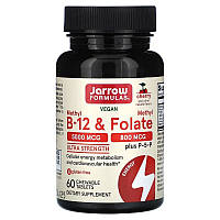 Вітамін B12 і метилфолат, смак вишні, Vegan Methyl B-12&Methyl Folate, Jarrow Formula, 60 жувальних таблеток