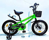 Дитячий двухколісний велосипед TAYGER 16" CORSO TG-70411 алюмінієва рама дискові гальма додаткові колеса кошик бутилочка, фото 2