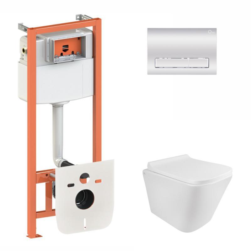 Готове рішення Qtap для ванної кімнати: підвісний унітаз Tern Rimless 490x340x350 + комплект інсталяції Nest 4 в 1 (лінійна, фото 1