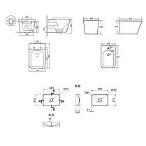 Комплект Qtap Tern Anthracite 3 в 1: унітаз підвісний Ultra Quiet + біде підвісне + раковина накладна QTTERAN49161, фото 2