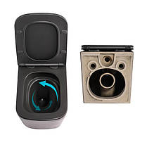 Комплект Qtap Tern Anthracite 3 в 1: унітаз підвісний Ultra Quiet + біде підвісне + раковина накладна QTTERAN49161, фото 5