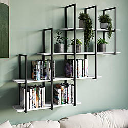 Полиця лофт на стіну у вітальню на 10 осередків Полиці настінні навісні відкриті оригінальні