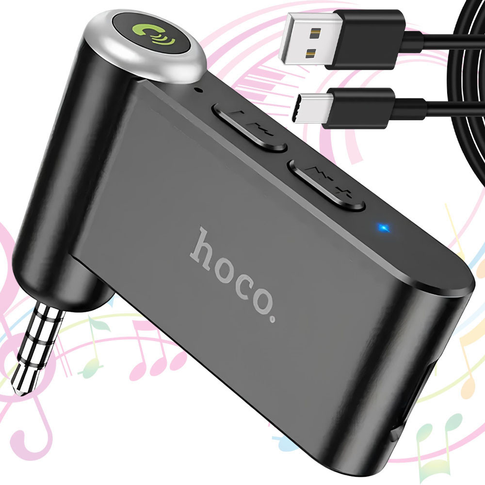 Bluetooth трансмітер FM з мікрофоном, Mini Jack 3,5 мм, Hoco E58 / ФМ модулятор в авто / Модулятор в машину, фото 1