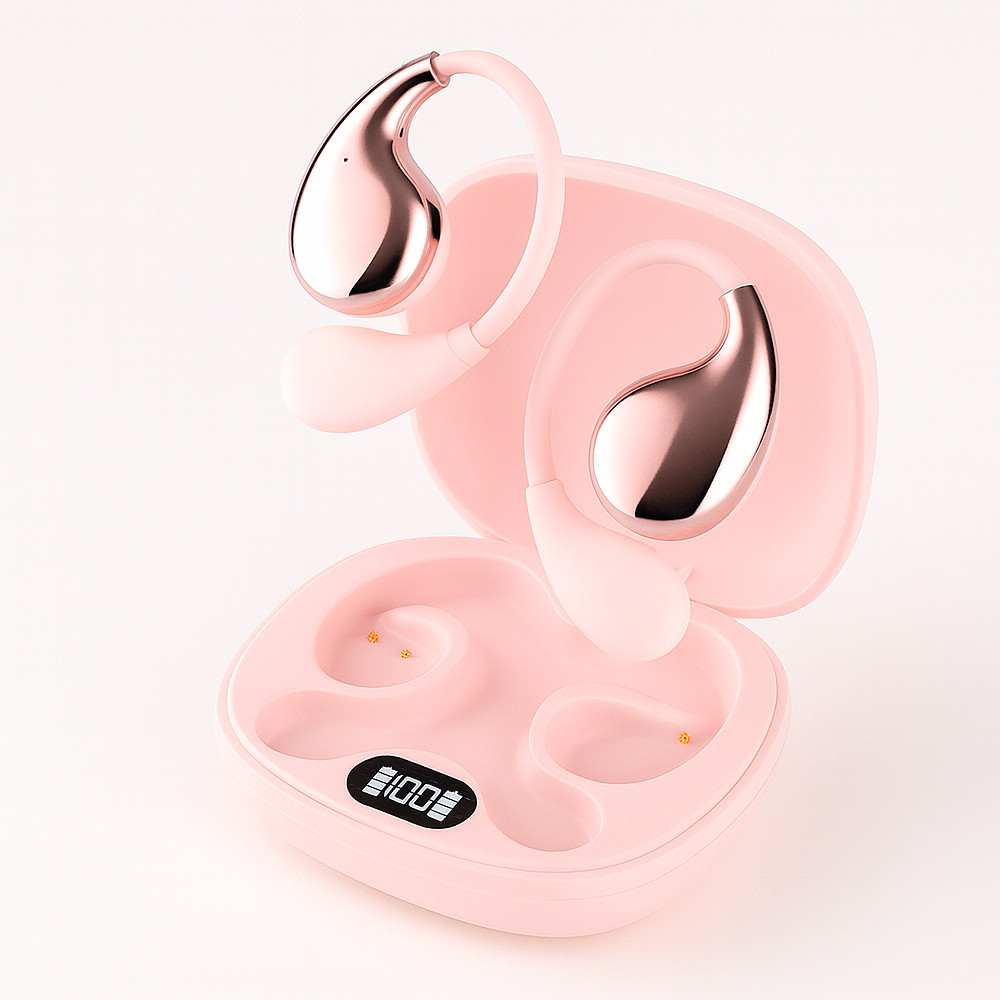 Бездротові навушники з AI, Bluetooth, G55, Рожевий / Блютуз навушники / Гарнітура з зарядним кейсом / Вакуумні навушники, фото 1