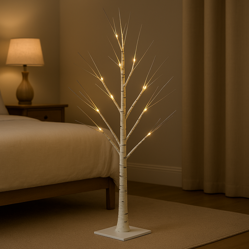 Декоративне дерево Береза від мережі, 0.8м, Теплий білий / Світлодіодна лампа-нічник / Світильник дерево, фото 1