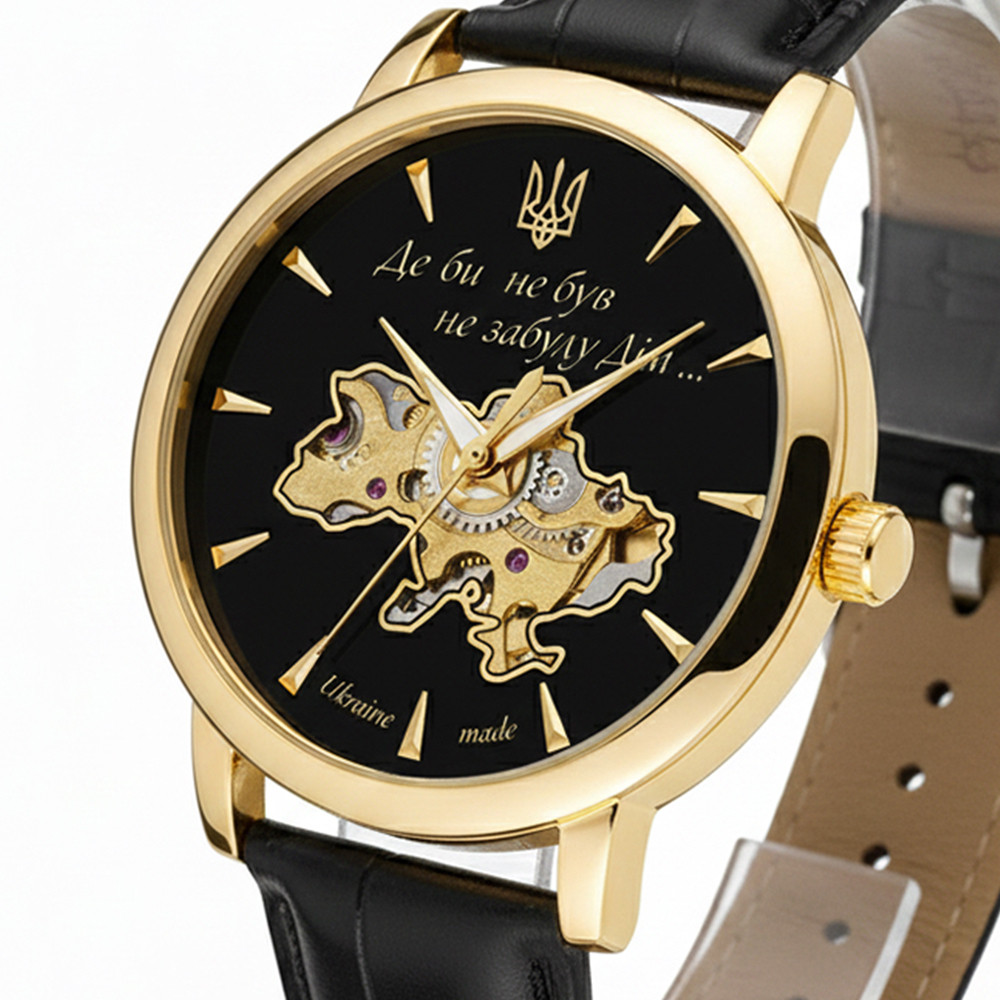 Чоловічий годинник, 42х42 мм, водозахист 3 АТМ, Awarder 022 Gold-Black / Годинник наручний / Класичний чоловічий годинник, фото 1