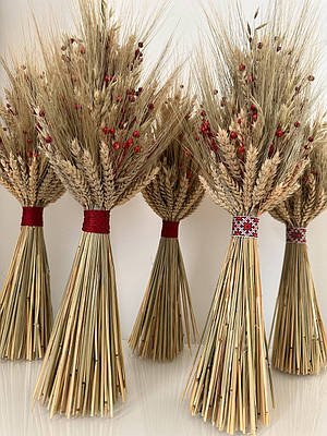 Сушений сніп Дідух 45 см із колосків на різдвяний стіл / Український оберіг для дому на Різдво