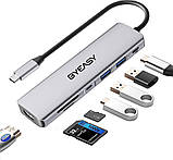 Концентратор BYEASY USB-C 7 в 1 з HDMI 4K, USB 3.0, SD/TF, Power Delivery 100 Вт, фото 4