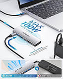 Концентратор BYEASY USB-C 7 в 1 з HDMI 4K, USB 3.0, SD/TF, Power Delivery 100 Вт, фото 7
