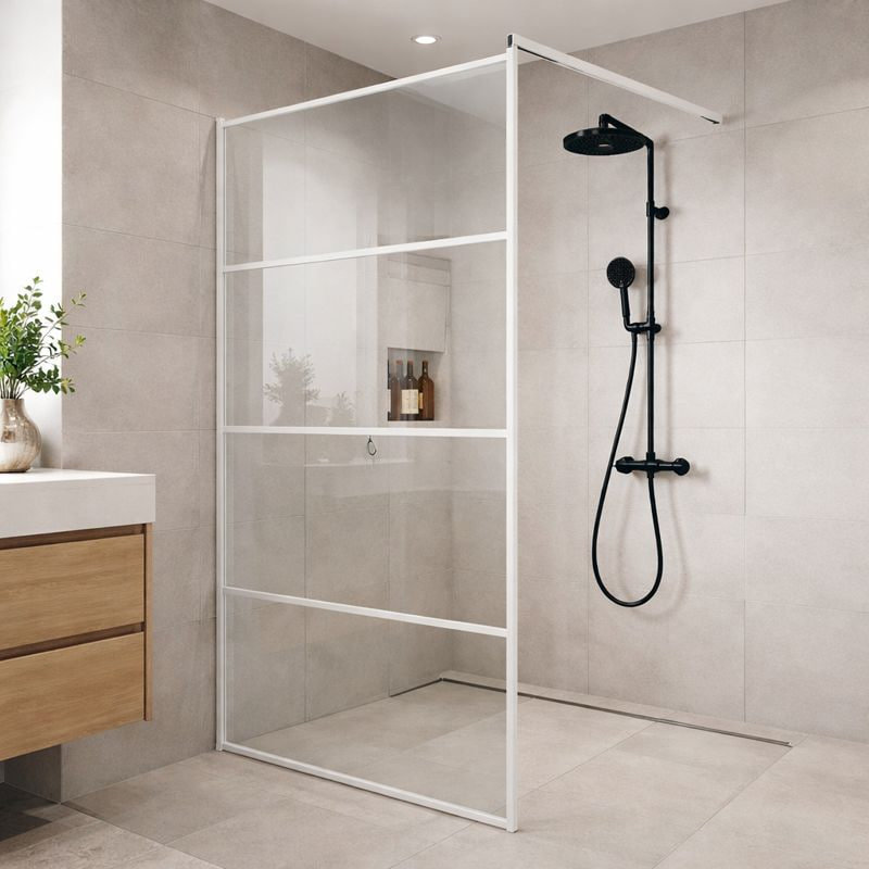 Душова перегородка Insana Alba 200x110 см біла нерухома прозоре скло