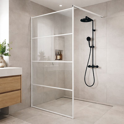 Душова перегородка Insana Alba 200x110 см біла нерухома прозоре скло, фото 1