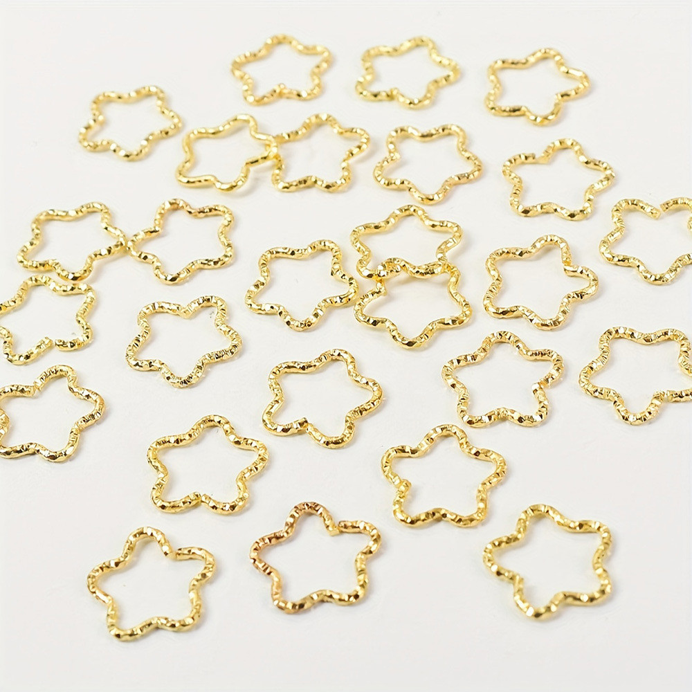 Пірсинг кільця зірочки набір 10 шт металеві кліпси прикраси для афрокос аксесуари для зачісок дред золотисті, фото 1