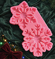 Молд на 2 моделі «Сніжинки», з фінішем та частково кристалічною текстурою. 1 шт.