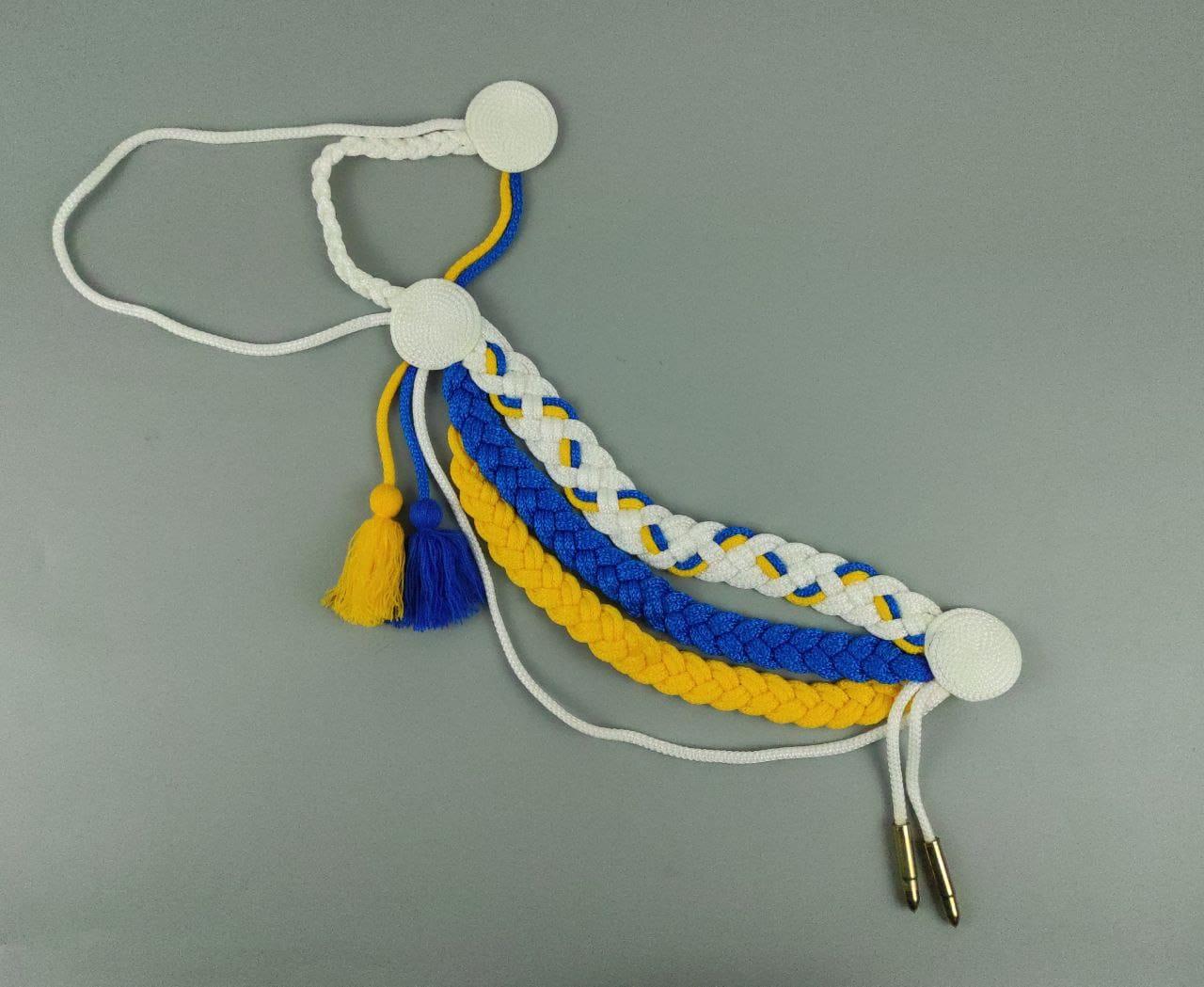 Аксельбант триколірний з переплетенням преміум, фото 1