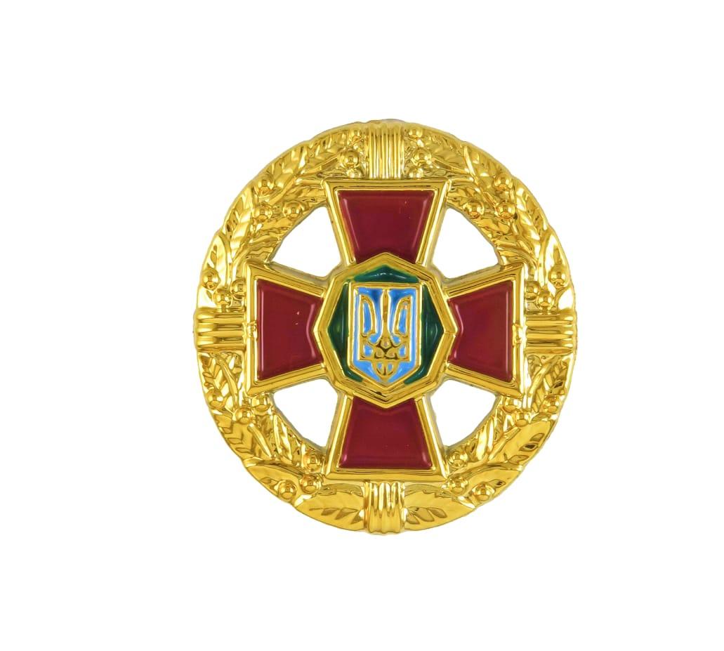 Кокарда на берет (беретний знак) НГУ (малиновий хрест) металевий, фото 1