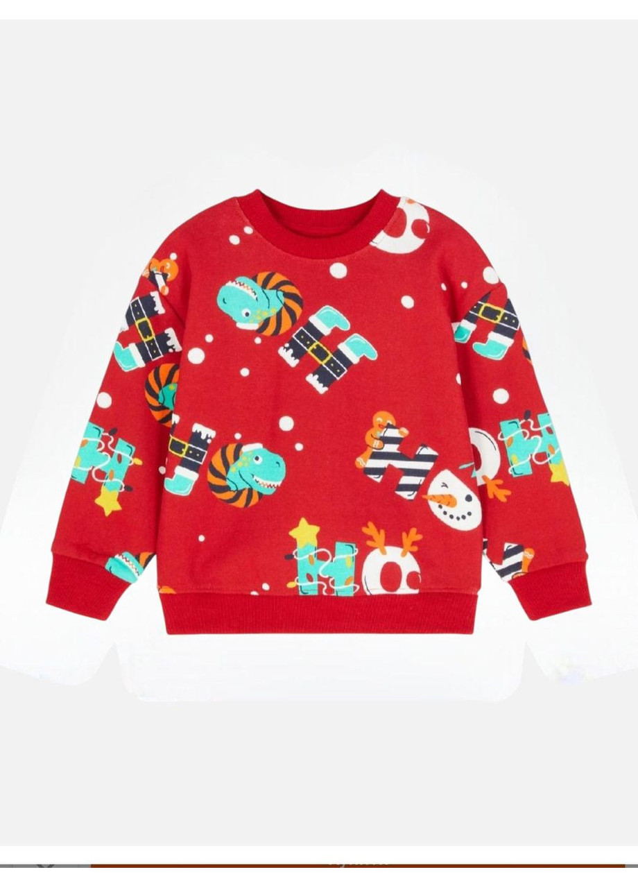 Світшот із начосом червоний новорічний унісекс Ho Ho Primark 98, 104, 110см, фото 1