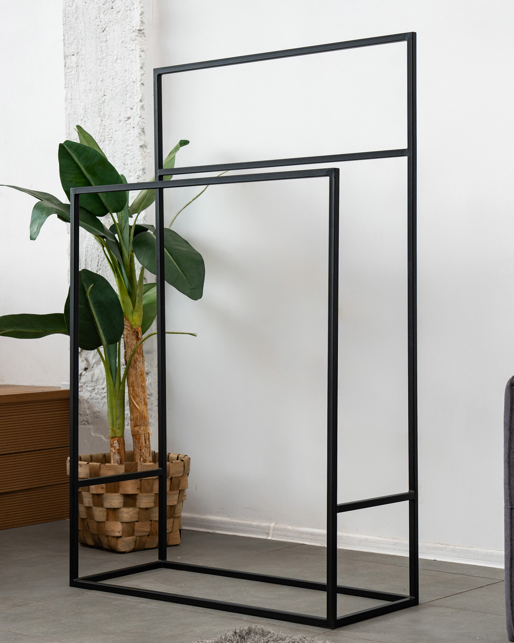 Стійка, вішалка для одягу 1600*390* 1000 мм подвійна. Рейл з трубою для будинку, магазину, шоурума, склада, фото 1