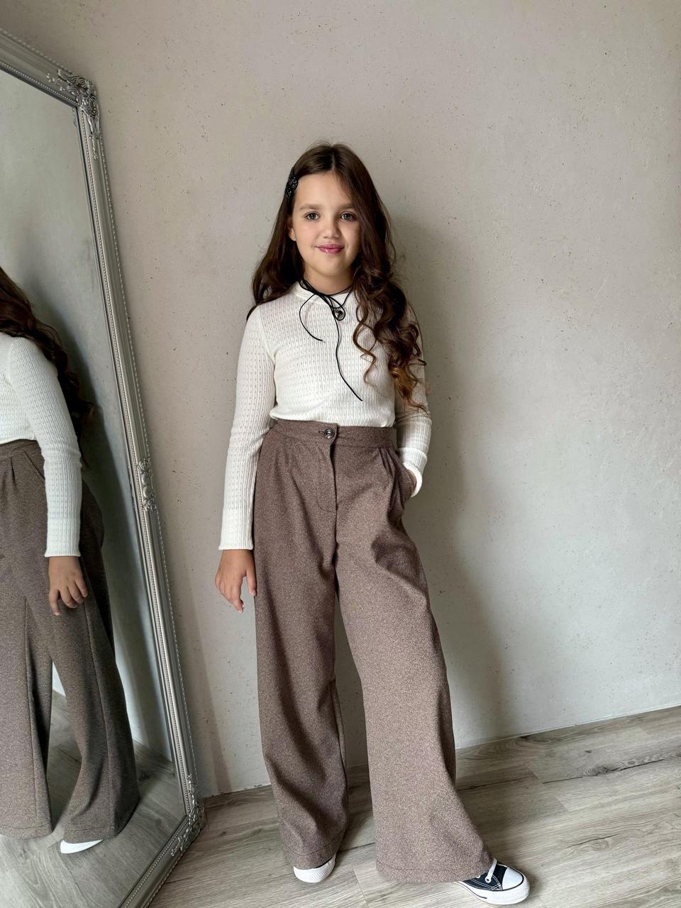 Брюки 2 складки кашемірові, шоколад, фото 1