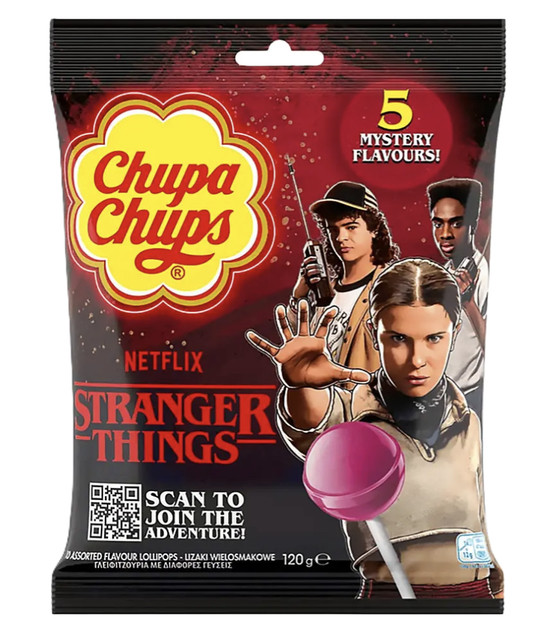 Льодяники Chupa Chups Stranger Things Дуже дивні справи 120 г (5 смаків — 10 шт.)