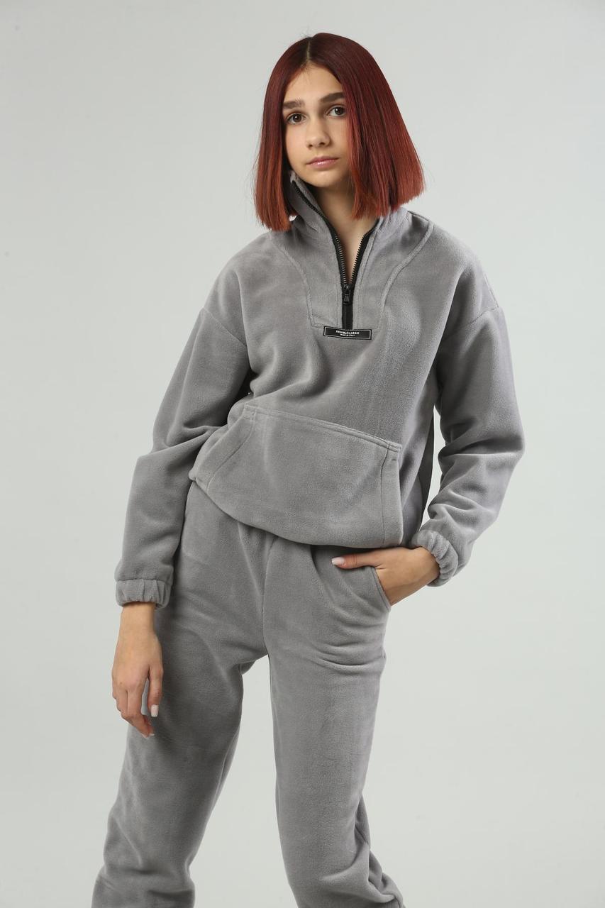 Флісовий костюм для дівчаток сірий, фото 1