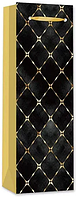 Подарунковий пакет під пляшку "Золото на чорному №3" 36х12,5х8,5 см