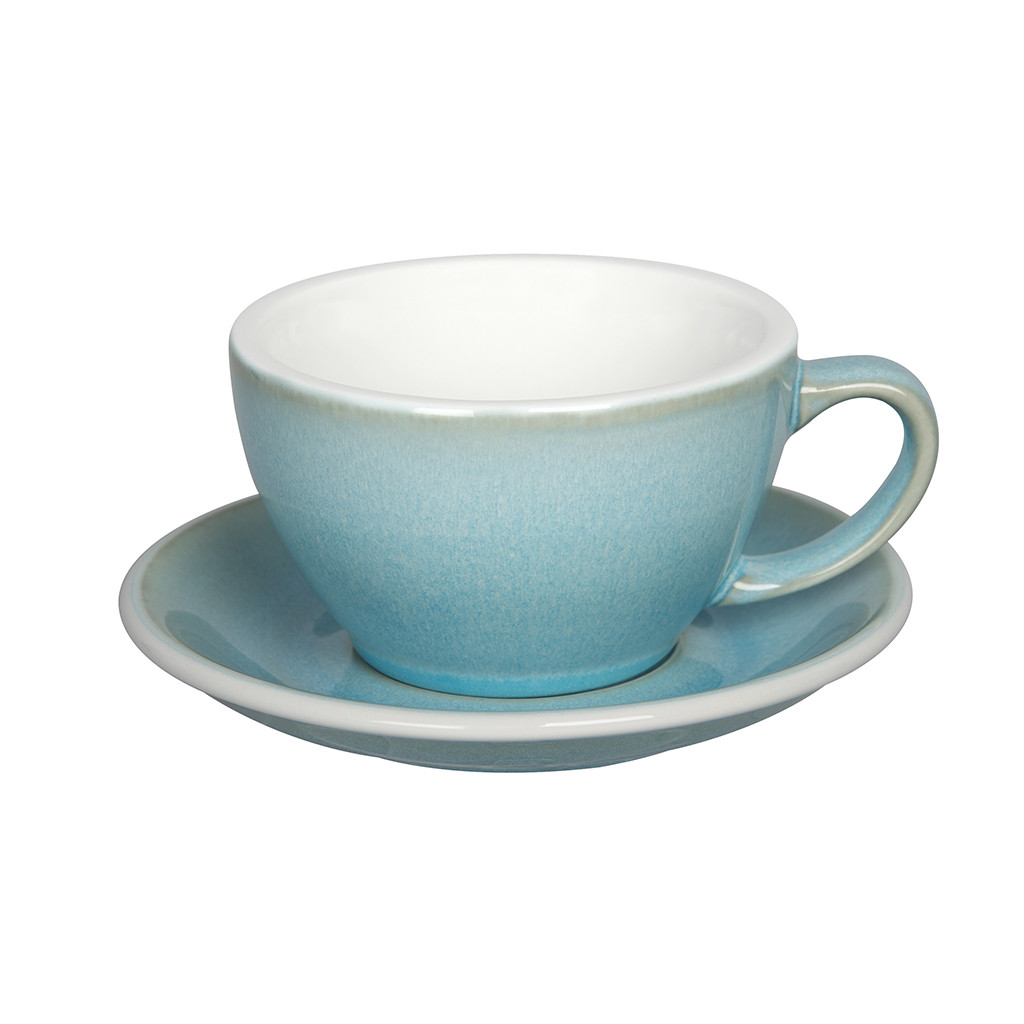 Набір LOVERAMICS EGG Cafe Latte Cup and Saucer чашка та блюдце 300ml | Potters Colours - Блакитний лід