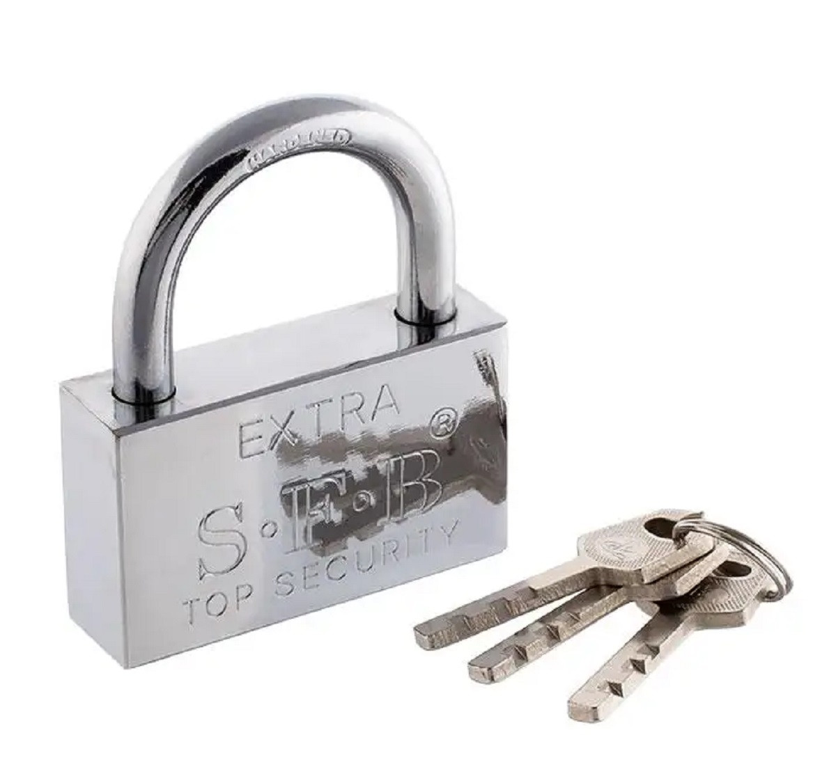 Замок навісний 30 мм з ключем сріблястий, фото 1