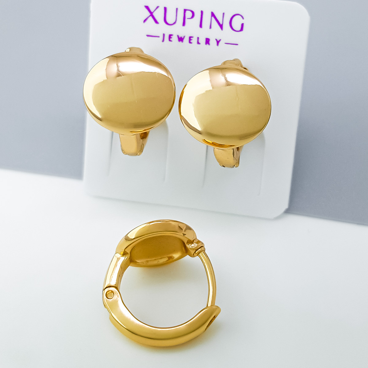 Сережки Золоті Овали, без камінчиків, медичне золото Xuping 18К, фото 1