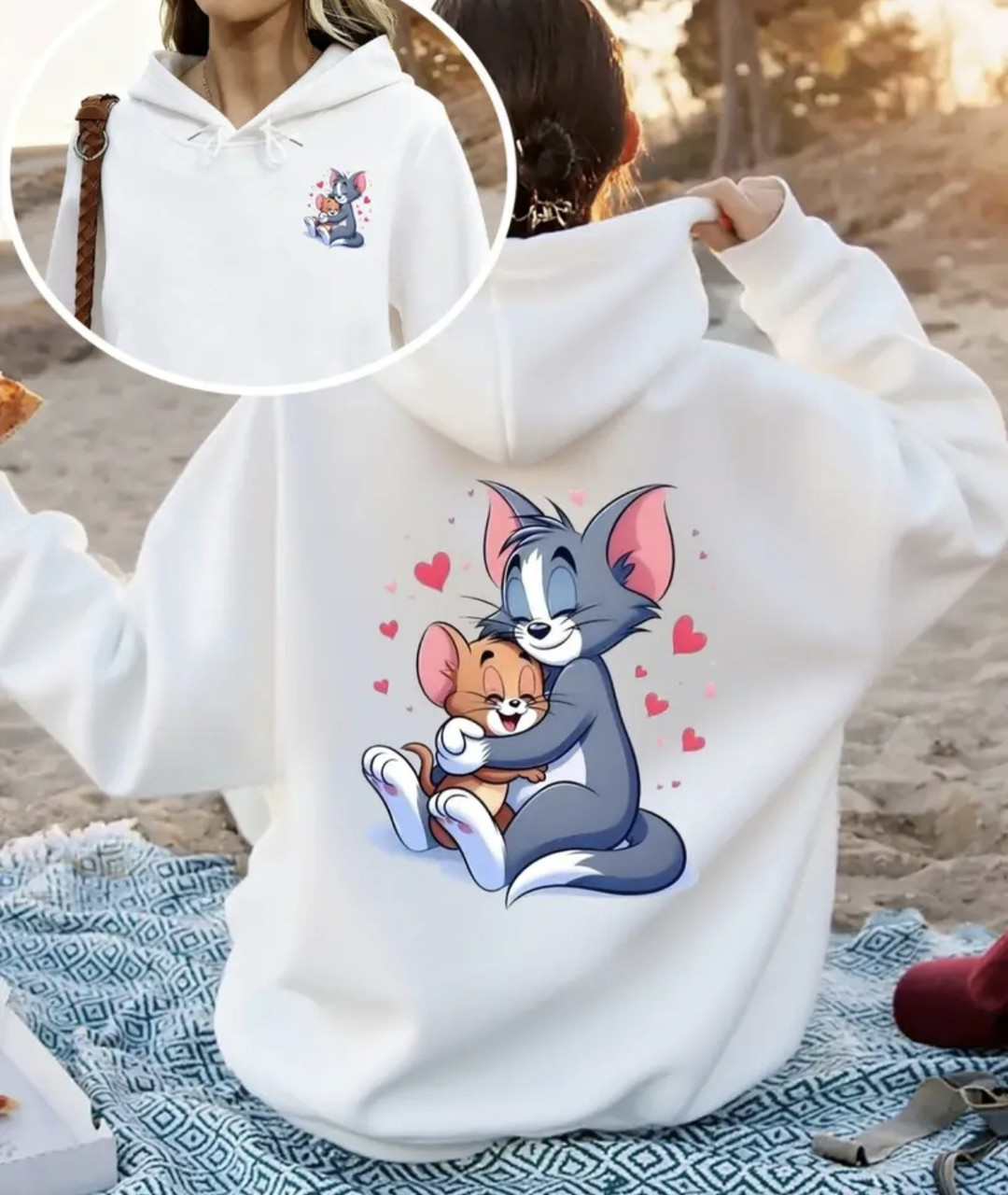 Жіноче тепле худі з принтом "Том і Джеррі", фото 1