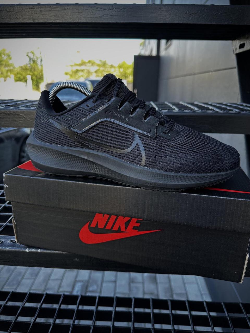 Чоловічі кросівки Pegasus 40 Black чорні сітчасті для бігу та спорту весна-літо, фото 1