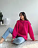 Утеплене худі жіноче з начосом рожеве. One size, фото 2