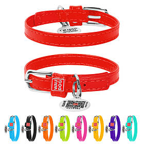 Нашийник для собак шкіряний WAUDOG Glamour з QR паспортом, без прикрас, XXS, Ш 9 мм, Дов 18-21 см червоний yX.