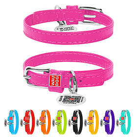 Нашийник для собак шкіряний WAUDOG Glamour з QR паспортом, без прикрас, XXS, Ш 9 мм, Дов 18-21 см рожевий yX.