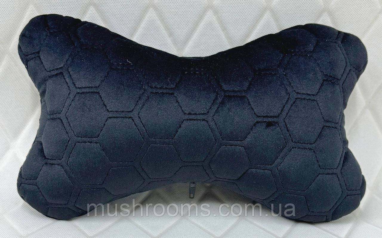 Подушка підголовник в авто з Алькантари Чорна Подушка під голову в машину подушечка під шию в автомобіль, фото 1