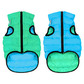 Курточка для собак AiryVest Lumi двостороння, світиться в темряві, розмір L 65, салатово-голуба yX.