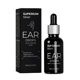 СУПЕРІУМ Сільвер краплі вушні з колоїдним сріблом для котів та собак, 30 мл yX.