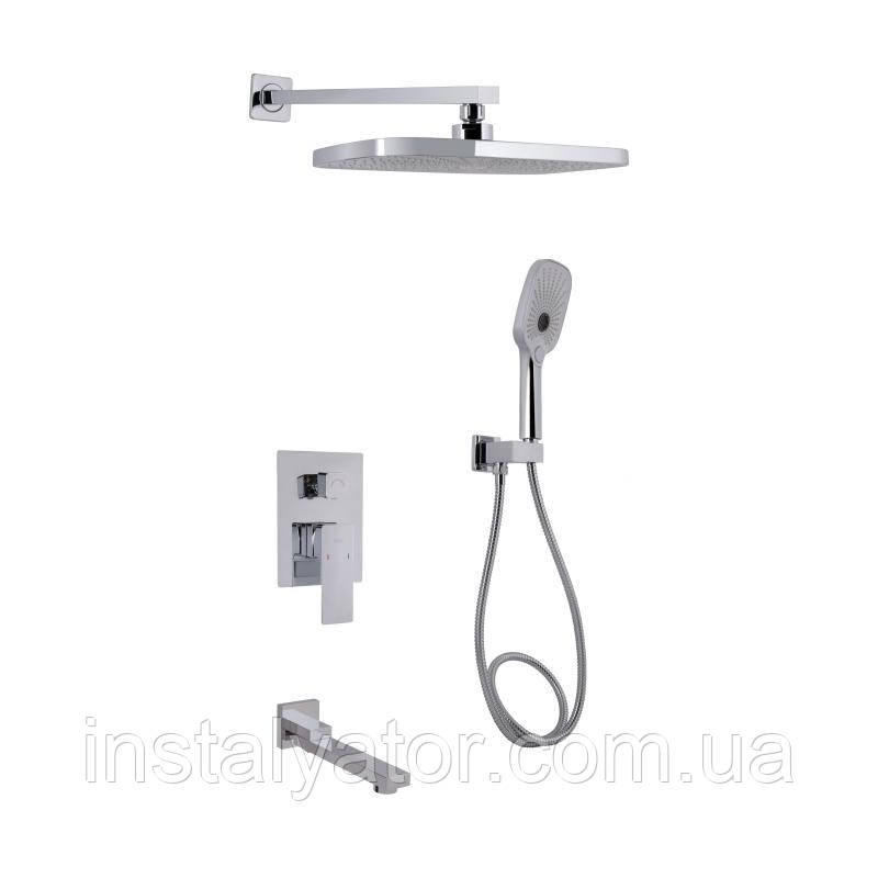 Душова система універсальна Qtap Gemini прихованого монтажу на три споживача QTGEM114CRM45702 Chrome, фото 1