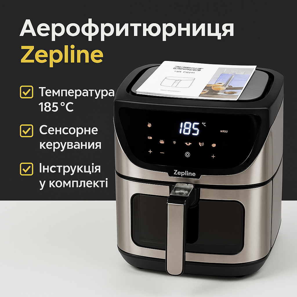 Професійна фритюрниця Zepline ZP-217, 12 л, 4200 Вт, 2 ТЕНи, антипригарні кошики, сенсорне керування, фото 1