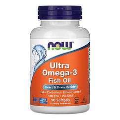 Супер Омега-3 (Ultra Omega-3), EPA 500 мг/DHA 250 мг, 90 капсул, Now Foods