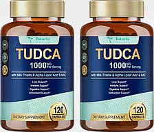 КОМПЛЕКТ 2 шт! Totaria Tudca 1000 мг з екстрактом розторопші, альфа-ліпоєвою кислотою і NAC для підтримки печінки 120 капсул