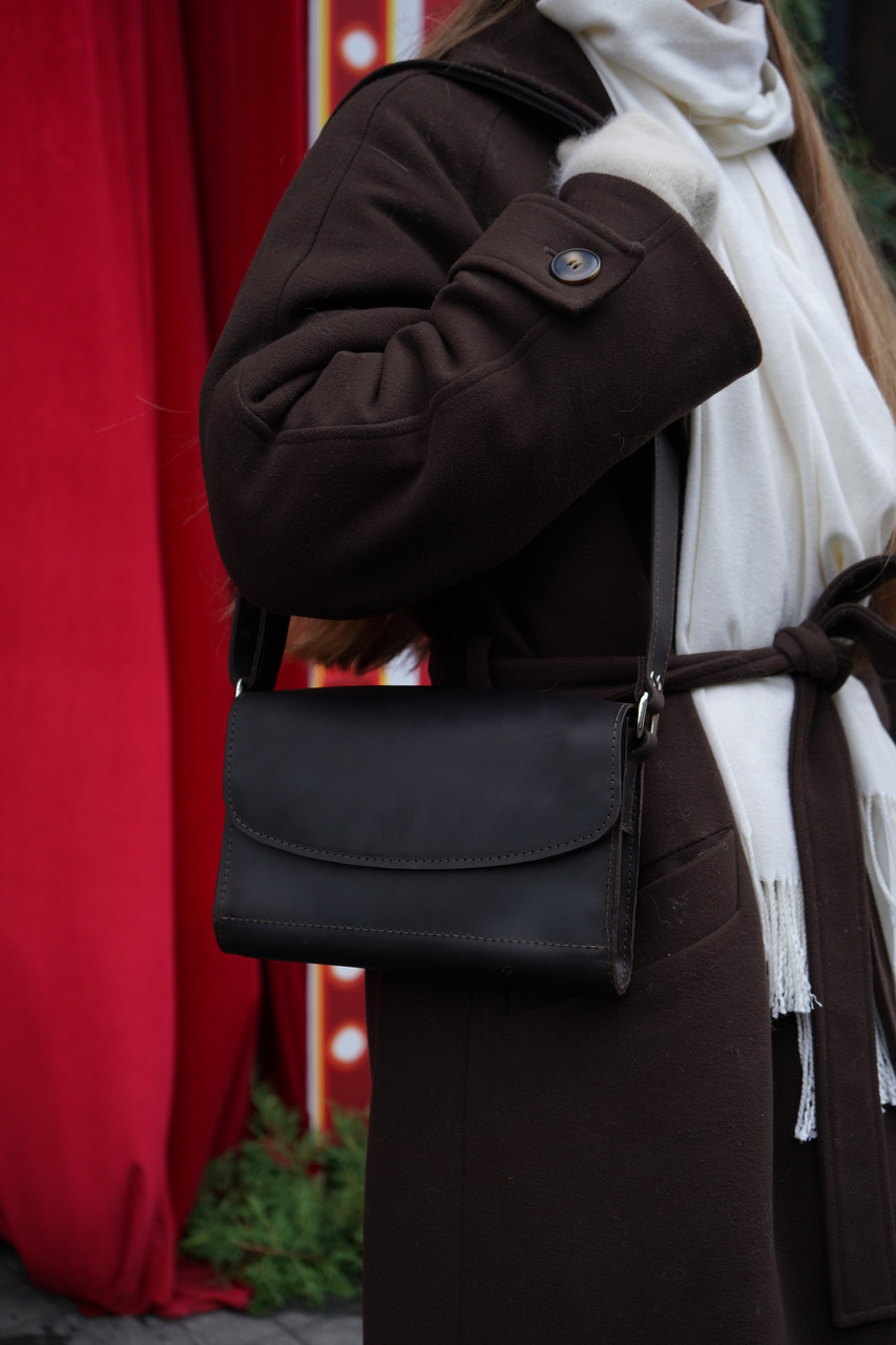 Жіноча сумка Кайлі з натуральної шкіри колір Шоколад