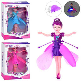 Лялька 389 розмір 19см, фея, літає, реагує на руку, світло, на акумуляторі, USB зарядне, 3 кольори, в коробці 16-20-5,5см