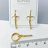 Сережки підвіски, Вертикалі з розсипом камінців, медичне золото Xuping 18К, фото 2