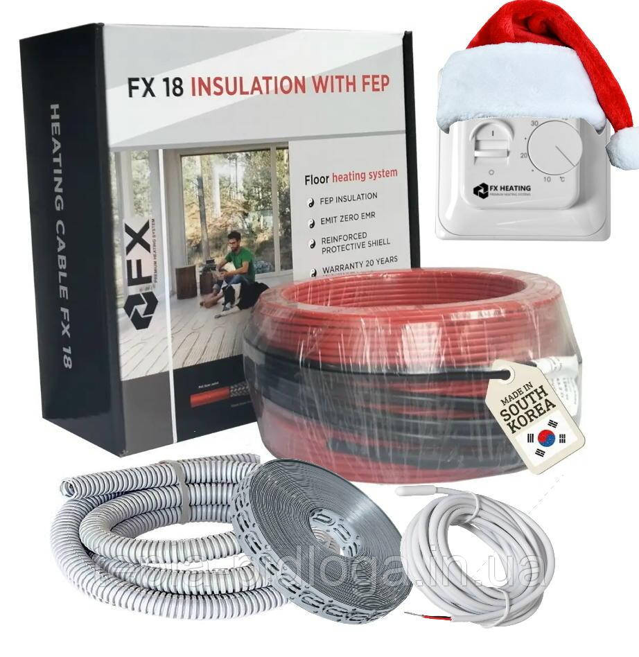12.5 М 225 Вт (1.2 - 1.5 М²) Кабель нагрівальний в тефлоновій ізоляції FX18 (Корея), фото 1